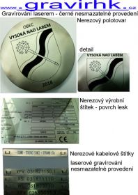 Laserové gravírování do nerezu, gravírování laserem do kovu, cedule, polotovary, štítky, nereové štítky, nerezové cedule, výroba výrobních štítků, výroba kovových štítků,  gravírování do kovu