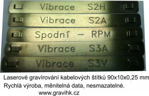 Nerezové kabelové  identifikačí  štítky s gravírovaným měnitelným textem.