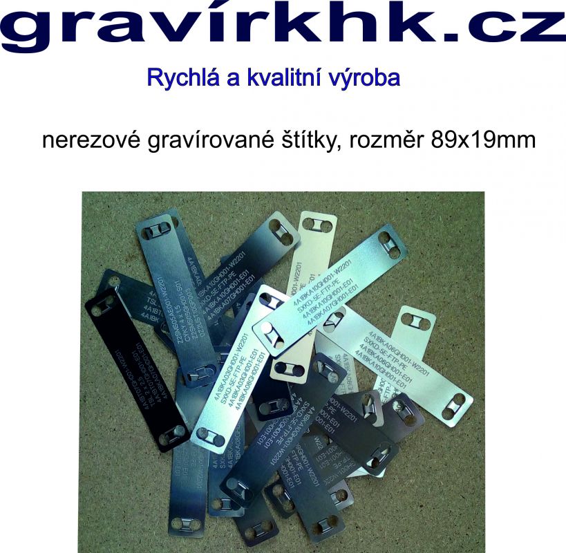 Nerezový kabelový identifikační  štítek s gravírováním rozměr 89x19mm, rychlá a kvalitní výroba
