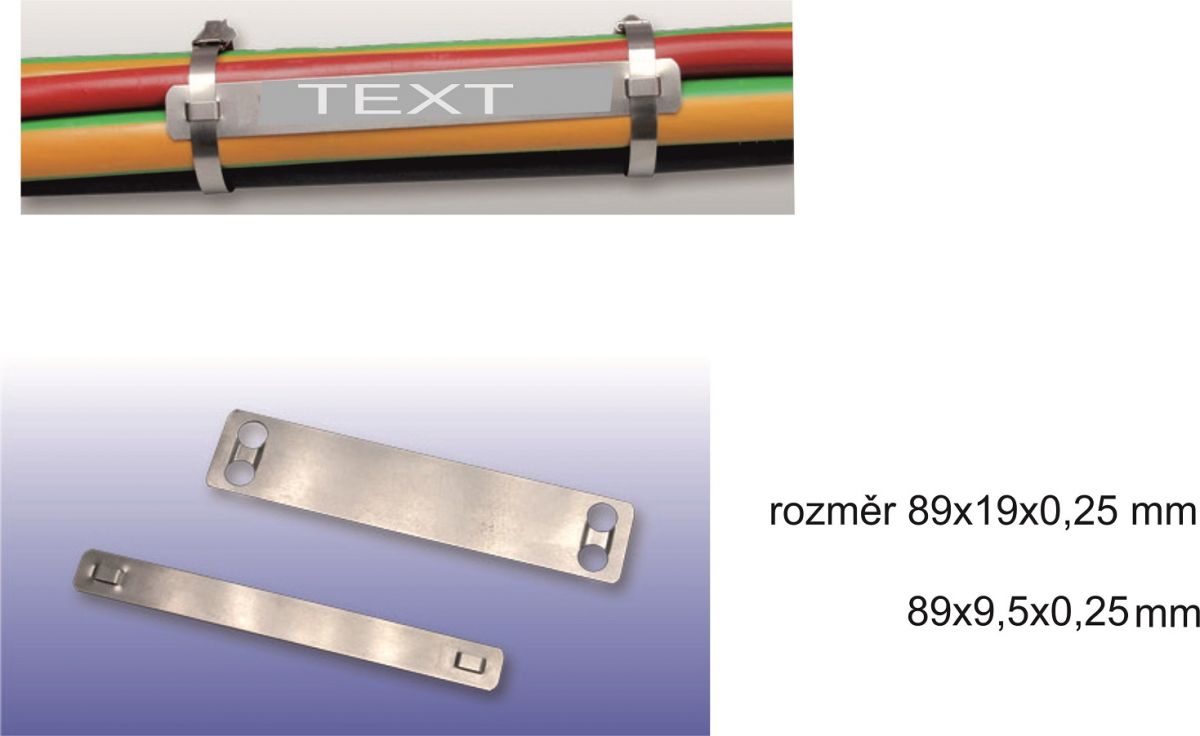 Nerezové kabelové identifikačí štítky - rozměry 