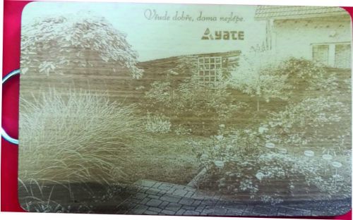 Gravírování fotek do dřeva laserové gravírování fotky do dřevěného prkénka.