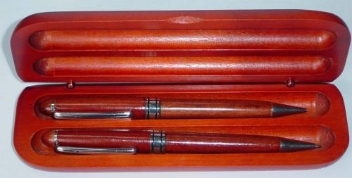 Kuličkové pero a mechanická tužka v dřevěvém boxu.