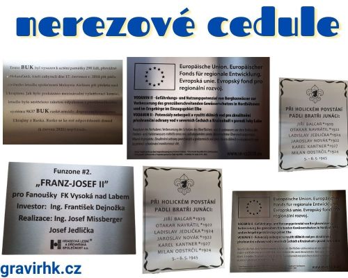 Laserové gravírování - nerezové cedule