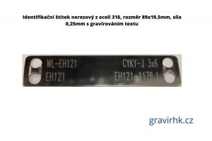 8919g Nerezový kabelový štítek 89x19,5x0,25 mm včetně gravírování