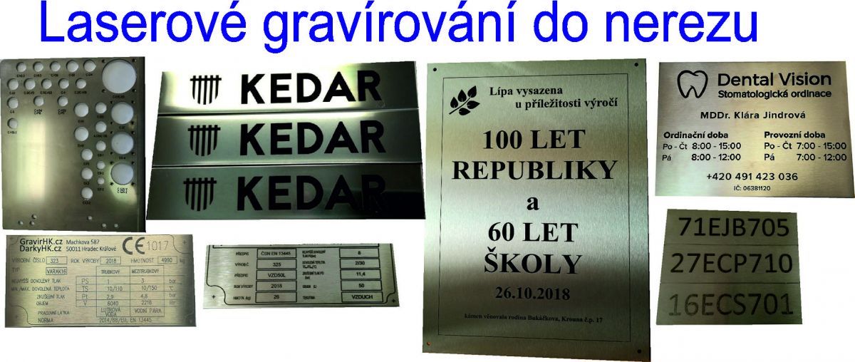 Laserové gravírování do nerezu, nerezové štítky, nerezové cedule,  gravírování do kovu