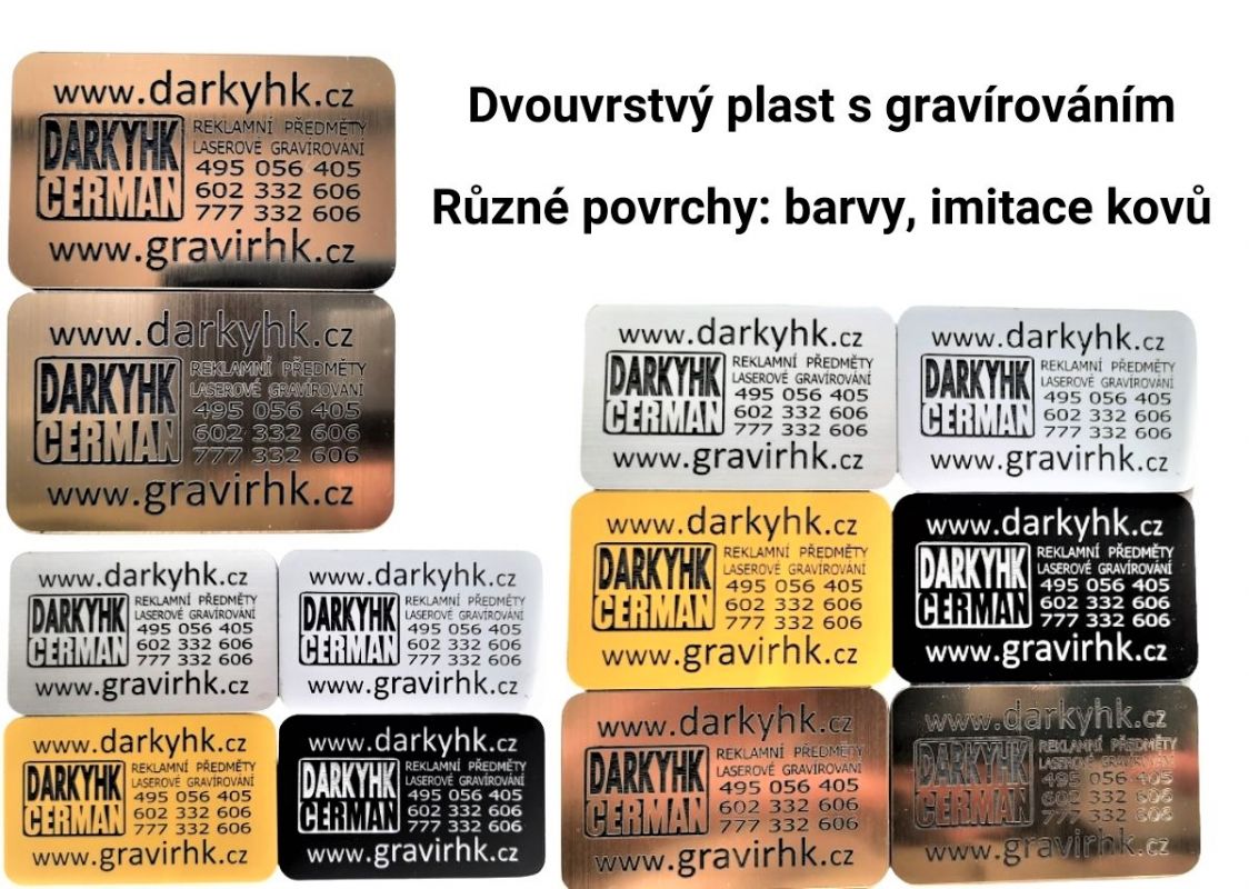 Gravírování do plastů - výroba štítků, cedulí