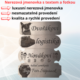 Kovová jmenovka na dveře - luxusní provedení, jmenovka na dveře, nerezová jmenovka na dveře, kovová  jmenovka na schránku, nerezová jmenovka na schránku, cedulka na dveře, cedulky na dveře, štítky na 