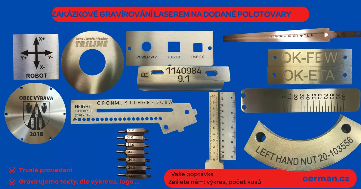 Laserové gravírování do nerezu, do kovu, do hliníku