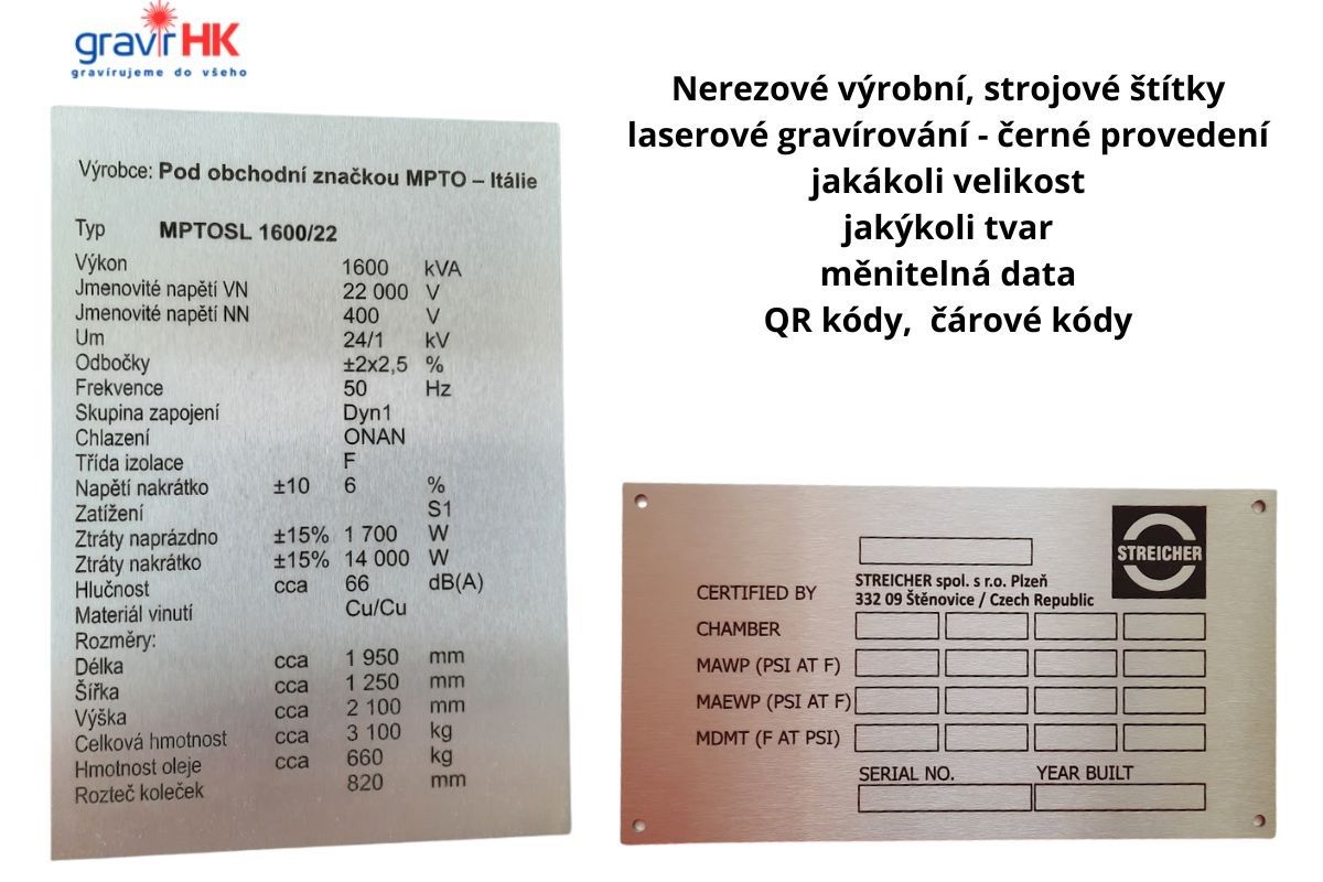 Laserové gravírování do kovu, výroba nerezových štítků